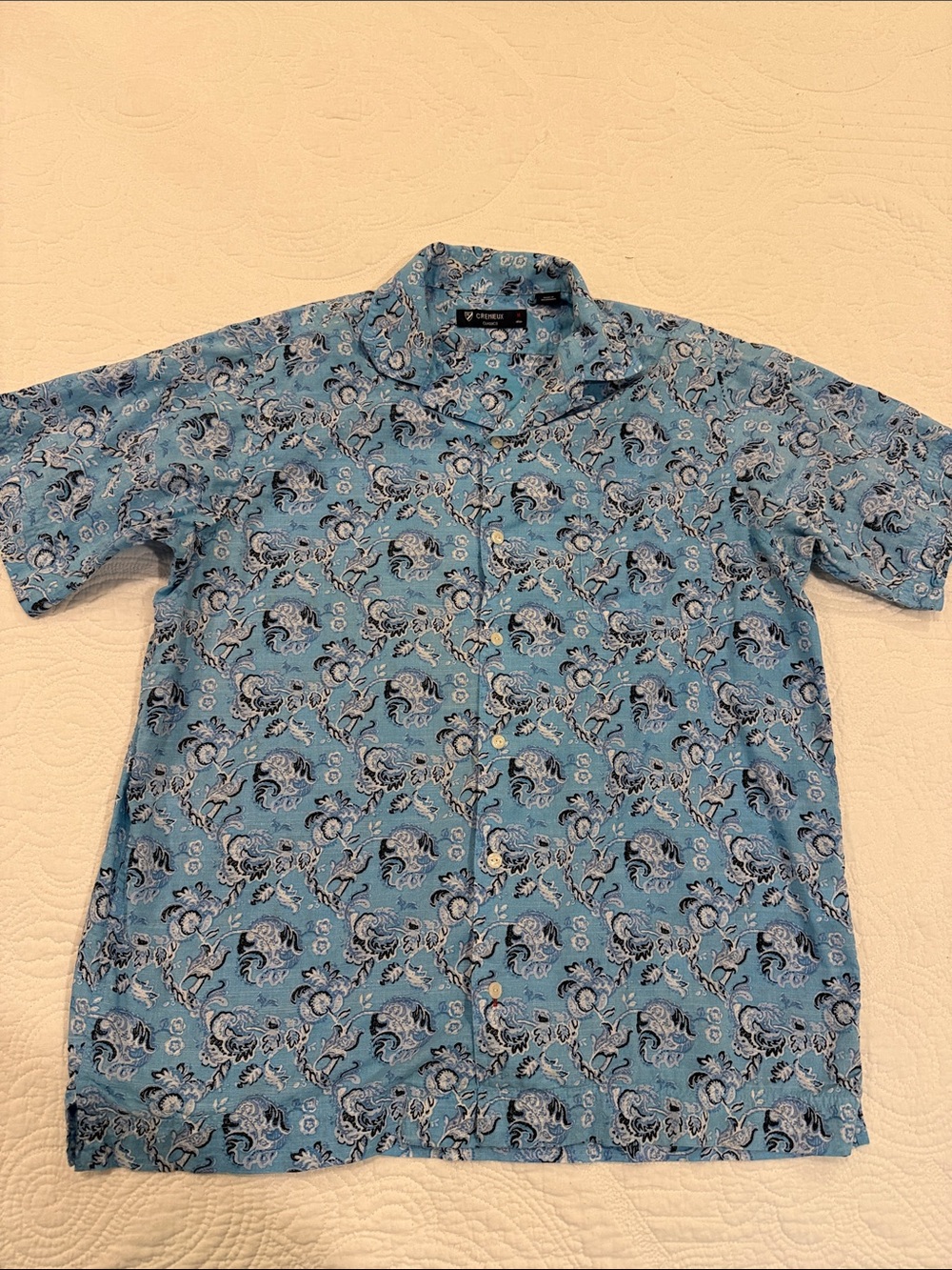 Cremieux Blue Paisley Short-Sleeve Button-Down Shirt